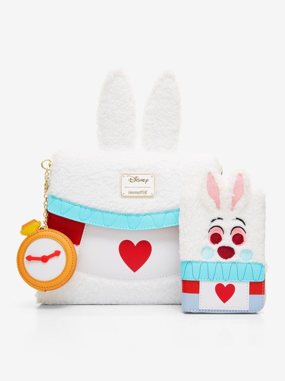 NWOT Loungefly Disney Alice In Wonderland White Rabbit Crossbody Bag+wallet SET